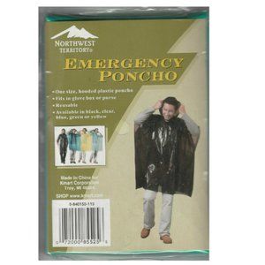 Northwest Territories Emergency Hooded Poncho One Size - Black